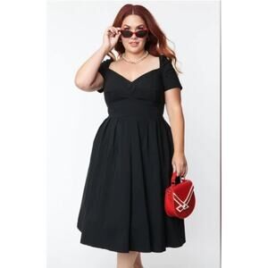 Unique Vintage Black Midge Sweetheart Swing Dress 4X NWOT
